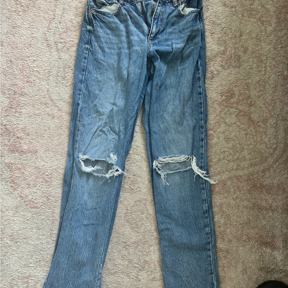 Garage Light Blue Distressed Boyfriend Jeans